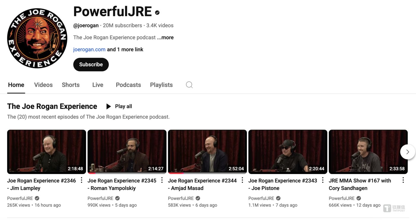 乔·罗根(Joe Rogan)的《The Joe Rogan Experience》是全球视频播客领域中的经典案例