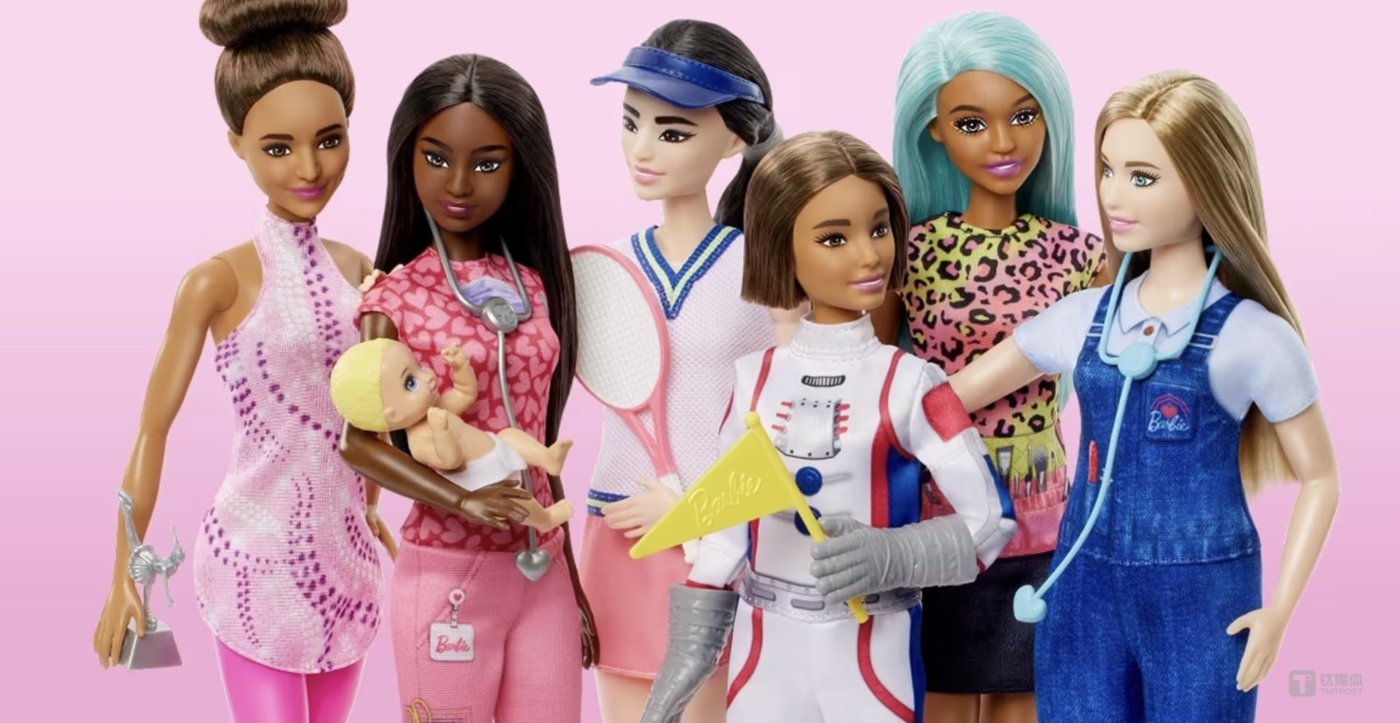 “你可以成为任何人”一直是芭比的宣传口径,图片来源:美泰官网