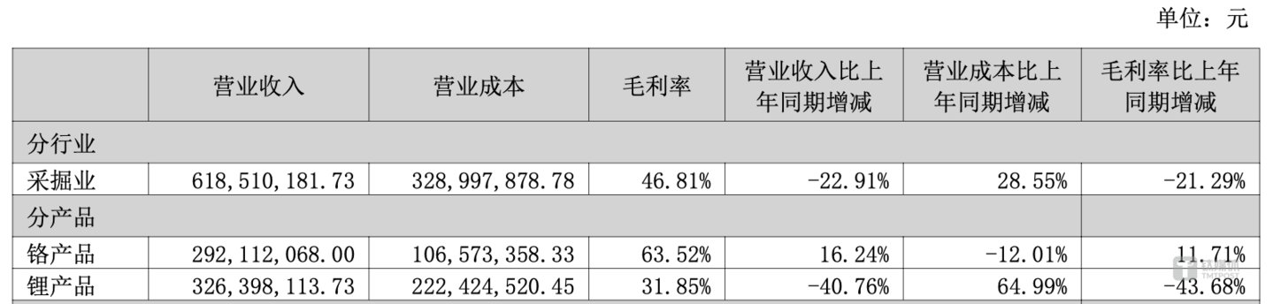 （西藏矿业分产品收入情况，来源：2024年报）